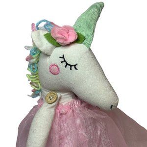 Simply Spring Unicorn Plush Cloth Body Stuffed Animal Shelf Sitter Weighted 19"